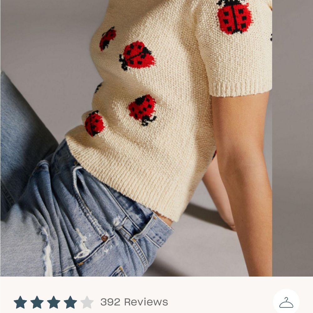 Maeve by Anthropologie Cream Ladybug Turtleneck Sweater XS - Picture 10 of 15